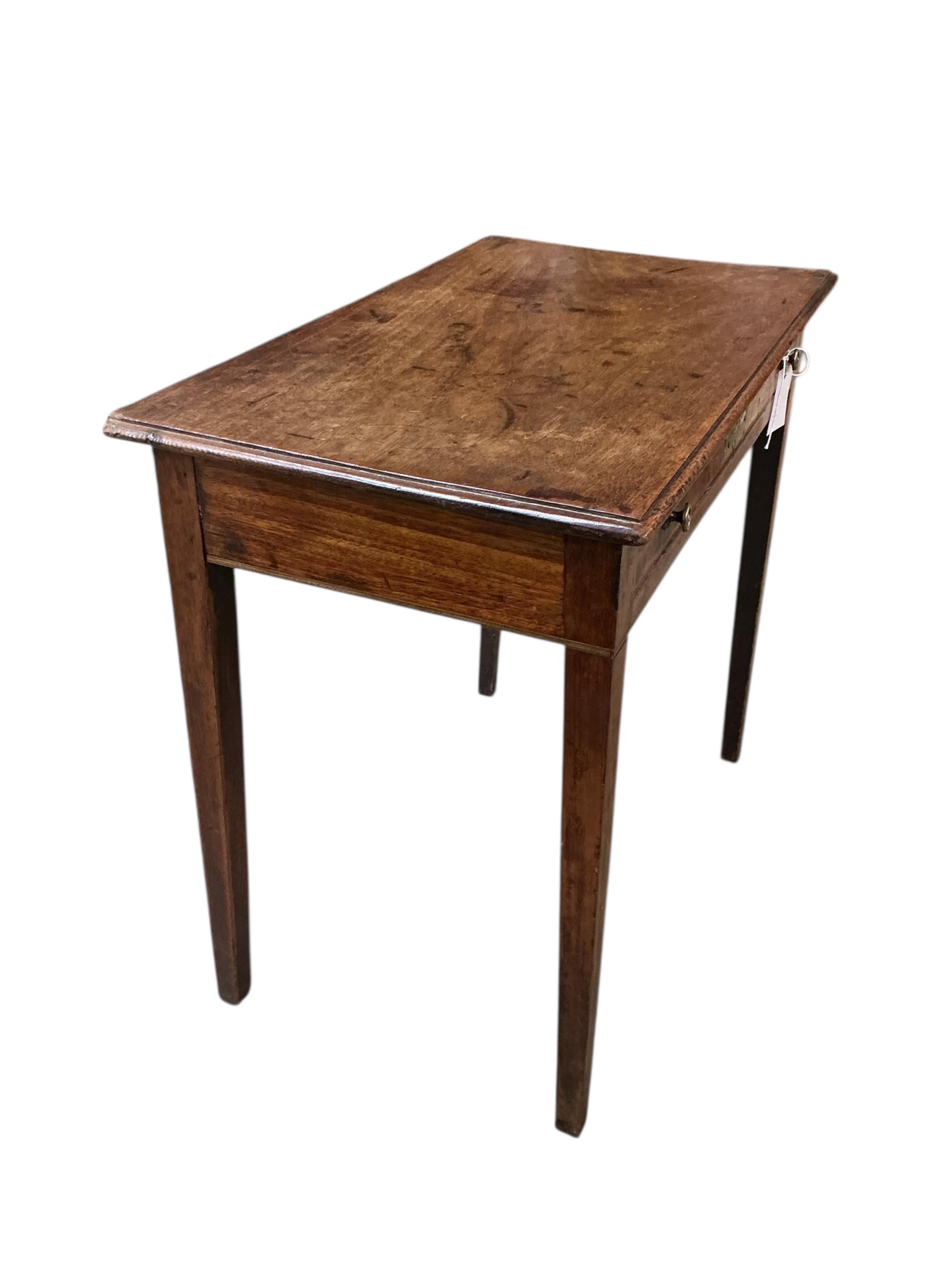 A small George III rectangular mahogany side table, width 68cm, depth 40cm, height 84cm